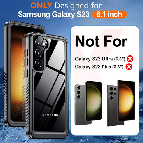 Hualele for Samsung Galaxy S23 Case Waterproof, Built in Lens & Screen Protector Rugged Full Body Protective Military Grade Drop Protection IP68 U...
