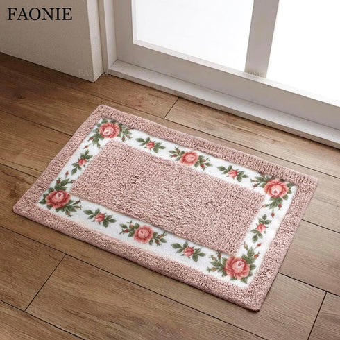 Pretty Floral Rural Style Romantic Rose Flower Rug Shaggy Area Rugs Soft Non-Slip Doormat Floor Mat Bath Mat Bathroom Shower Rug Bedroom Living Ro...