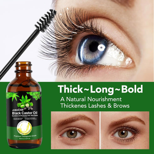 Jamaican Black Castor Oil for Hair Growth, Pure Cold Pressed Castor Oil w/Hair Scalp Massager, Skin Care,Nourish the Scalp,Dry Skin Relief Body Oi...