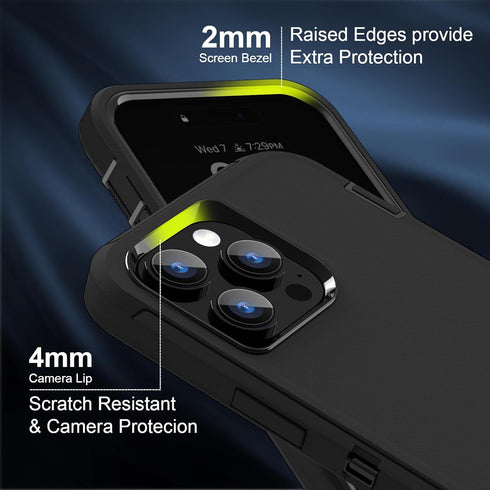 Sansunto for iPhone 13 Pro Max Case and 12 Pro Max Case, Full Body Protection Heavy Duty Shockproof Military Grade 3 in 1 Silicone Rubber with Har...