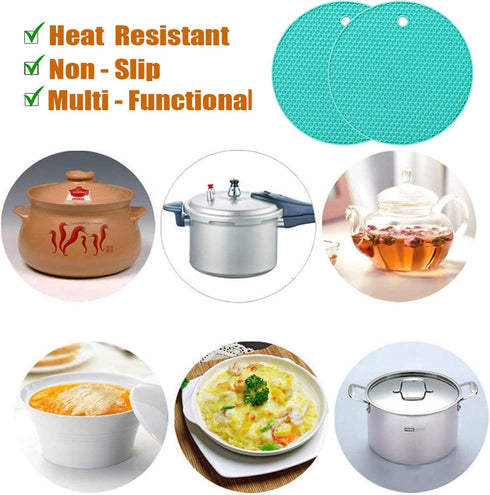 5 Pcs Round Silicone Trivets Pot Holder Mats,Extra Thick Heat Resistant Kitchen Countertop Mats,Honeycomb Rubber Hot Pads Trivets for Hot Dishes,F...