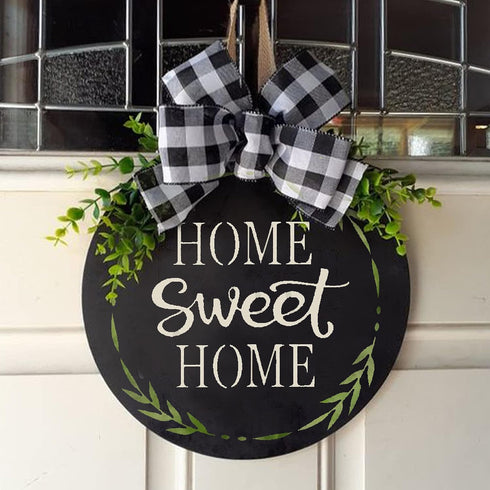 Silkscreen Stencil for Painting on Wood - 10x10 Inch Home Sweet Home Adhesive Mesh Transfer Stencils Template - Reusable Paint Stencil for Signs, ...