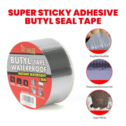 Butyl Tape Waterproof Sealing Tape 2inch x16feet, Upgraded Aluminum Foil Tape Heavy Duty for RV Repair, Awning, Window, Glass & EDPM Roof Leak Pat...