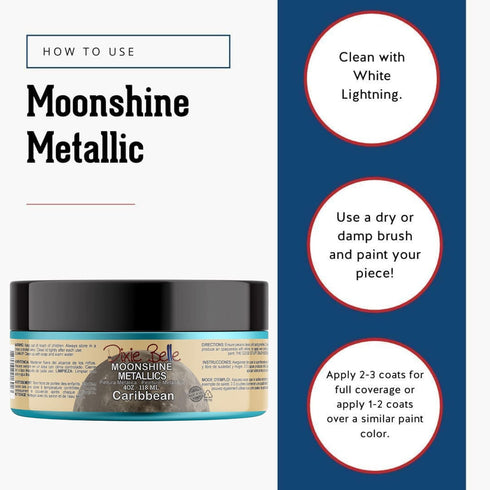 Dixie Belle Moonshine Metallics |Caribbean (4oz) | Water-Based Shiny Chalk Mineral Paint | Metallic DIY Furniture Paint | Made in the USA...
