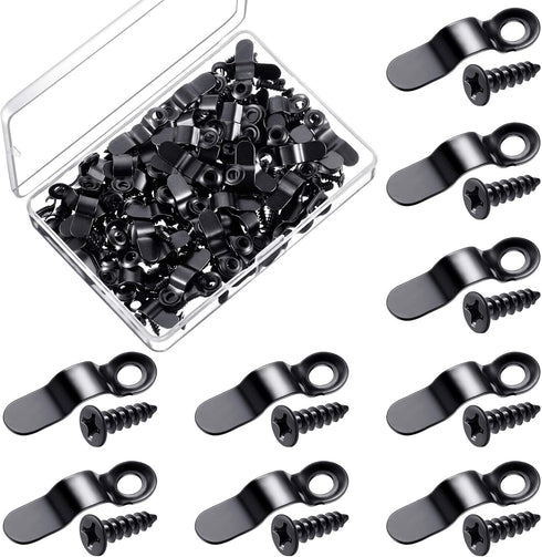 Frame Turn Button Metal Bow Shape Frame Picture Turn Button with Screws for Hanging Pictures Photos Drawings and Posters, Black (100 Pieces)...