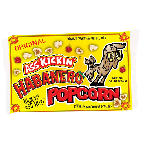 ASS KICKIN' Habanero Microwave Popcorn Bags - 3 Pack - Ultimate Spicy Popcorn Gourmet Gift - Makes a Great Movie Theater Popcorn or Snack Food for...