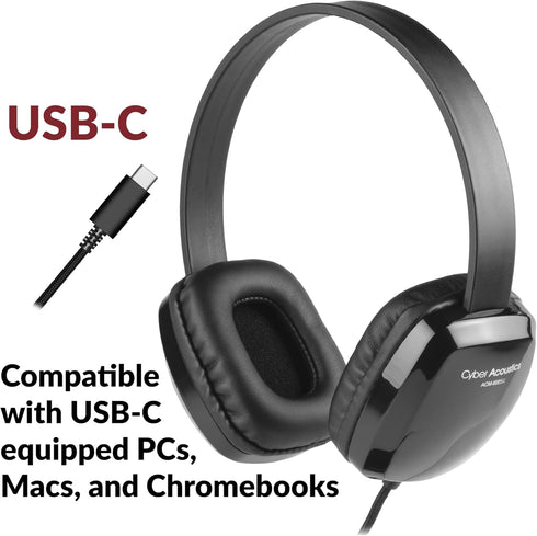 Cyber Acoustics USB Stereo Headphones for PCs and Other USB Devices in The Office, Classroom or Home (ACM-6005C)...