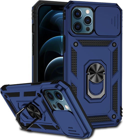 Hitaoyou Compatible iPhone 12 Pro Max Case with Camera Cover & Kickstand, Military Grade Shockproof, Blue...
