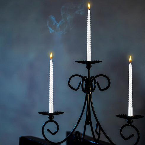 Kemladio 4 pcs 10 inch Taper Candles, Burning Unscented Tapered 7.5 hrs, Fancy Dinner,Tall Candle Sticks, Halloween Party Decorations (4pcs, White...