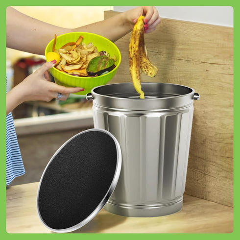 UOU 10 Pack Charcoal Filters for Kitchen Compost Bin,7.2inch Compost Bin Filters Charcoal Replacement,Thickening Activated Charcoal Filter for Com...