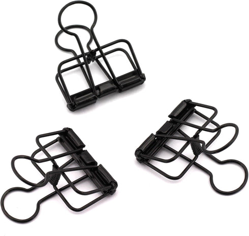 12-Pack Medium Metal Wire Binder Clips, Office Supplier School Accessories,Colorful Hollow Out Paper Organizer, Paper Binder Clip (Black)...