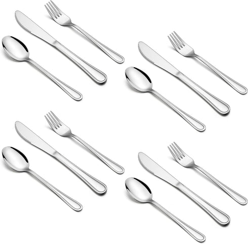 HaWare 12-Piece Kids Silverware, Stainless Steel Toddler Utensils Flatware Set, Preschooler Eating Utensils Includes 4 Spoons 4 Forks 4 Knives, Me...