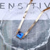 Boho Blue Sapphire Choker Necklace Gold Herringbone Chain Necklace Vintage Blue Gem Necklace Square Collar Necklace Chain Jewelry for Women and Gi...
