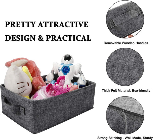 Small Basket Shallow Storage Baskets Felt Storage Basket Bin Long Narrow Basket for Towels Dog Cat Toys Office Supplies Dippers Baby Toys Storage ...