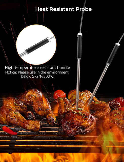 Govee Bluetooth Meat Thermometer, Wireless Meat Thermometer for Smoker Oven, Digital Grill Thermometer with 2 Probes, Timer Mode, Smart LCD Backli...