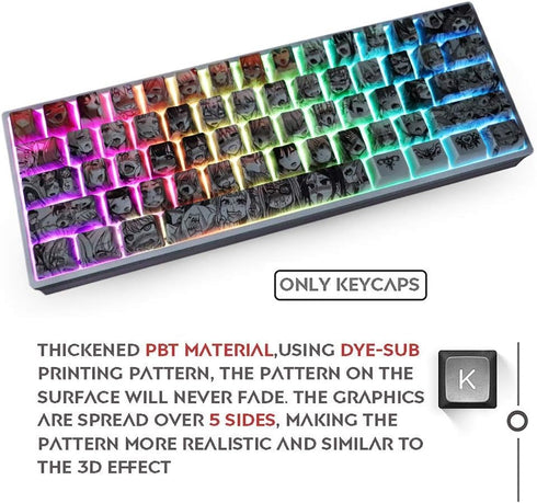Gliging Anime Keycaps 108 PBT Dye Sublimation OEM Profile Japanese Anime Keycap for 61/87/104/108 Cherry Mx Gateron Kailh Switch Mechanical Keyboa...