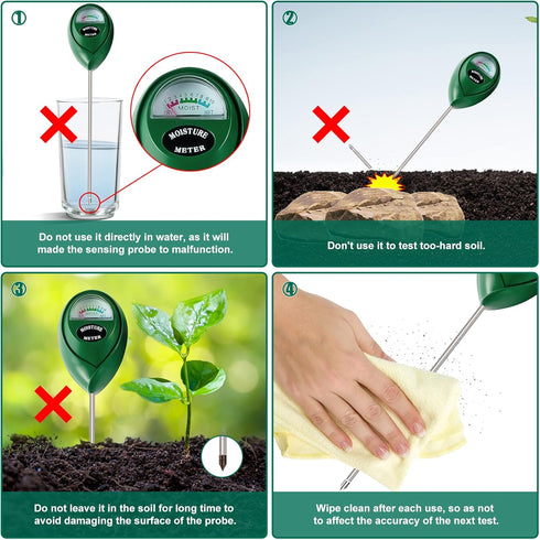 SZHLUX Moisture Meter Water Monitor Soil Hygrometer Sensor Care, Lawn, Farm, Indoor & Outdoor. (Plant Gifts for Gardeners), 10.23inch, Green...