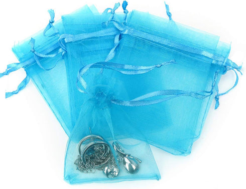 50Pcs 6x8 inches Sheer Organza Bags, Jewelry Drawstring Pouches Wedding Party Christmas Favor Gift Bags (Lake Blue)...