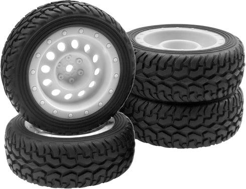 ShareGoo 75mm RC Rally Car Tires Rubber Tires Tyres & Plastic Wheel Rims 12mm Hex Compatible with Traxxas Tamiya HSP HPI Kyosho 1/10 RC On Road Ra...