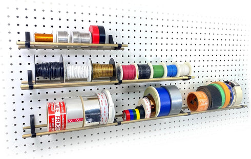 PEGGY Pegboard Tape and Ribbon Organizer, Accessory Hook and Dowel Storage for Wrapping, Crafts, Hobby, Wine Rack 12in kit (1pk)...