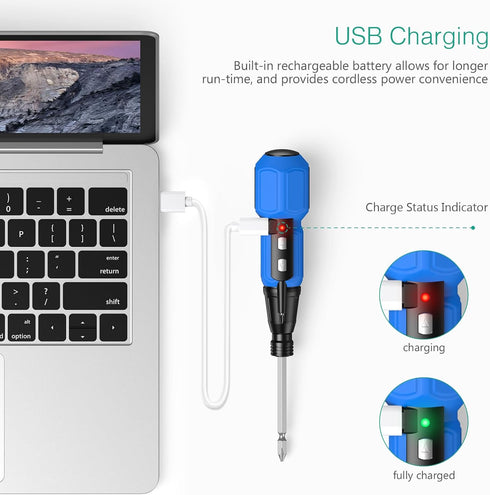 ORIA Cordless Electric Screwdriver Set, Rechargeable Cordless Screwdriver, Mini Electric Repair Tool Kit with 10 Bits, LED Lights, USB Cable, Bits...