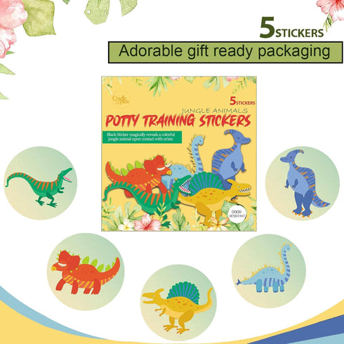 Potty Training Seat Magic Sticker | Dinosaur Potty Training Toilet Color Changing Sticker | 5 Pack Toilet Targets with Free Potty e Book | Use wit...
