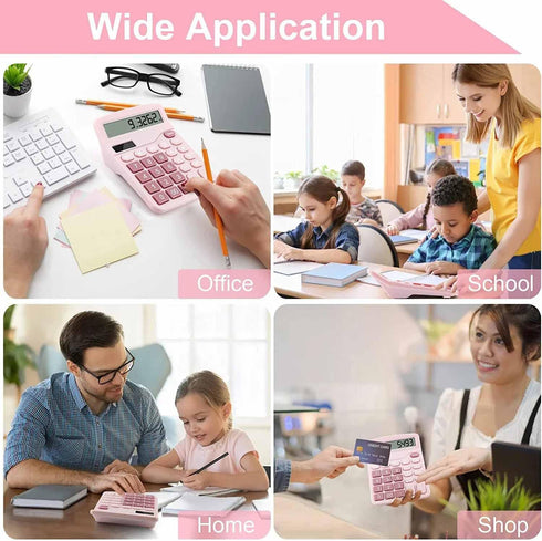 Office Desk Calculator, Cute Calculator for Kids, Basic Calculators Desktop, Dual Power Simple Financial Calculator with Big Button Large Display ...