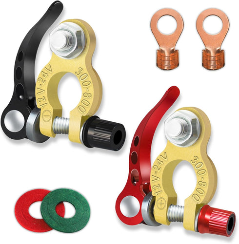2PCS Battery Terminal Connectors, Quick Release Disconnect Battery Terminals, Positive Negative Battery Cable Ends for Automotive RV Boat(Copper)...