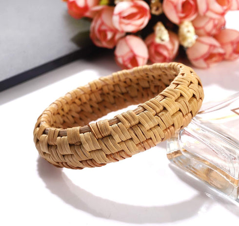Rattan Bracelet For Women Handmade Lightweight Straw Wicker Braid Woven Bangle Bracelet Statement Chunky Bangle Bracelet (Classic A)...