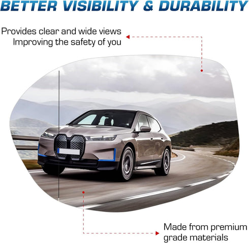 Youxmoto Driver Left Side Heated Mirror Glass, Fit For Honda Odyssey 2014 2015 2016 2017, with Backing Holder Mirror Glass,Fit 76253-TK8-A51, 7625...