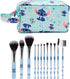 Cartoon Kitty Makeup Bag with Makeup Brush Plush Stitch Cosmetics Case 8 Pcs Cosmetic Brush Kawaii Capacity Bag for Women -5...