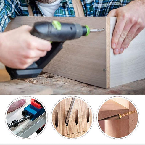14Pcs Pocket Hole Jig Kit, 15 Degree Woodworking Inclined Hole Jig with 6/8/10mm Drill Bits for Carpentry Woodworking Angle Drilling Holes...