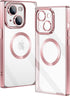 Jmltech for iPhone 14 Plus Case Magnetic Clear Square Edge Cute Transparent Silicone Soft TPU Luxury Plating Bumper Phone Case with MAGSAFE Chargi...