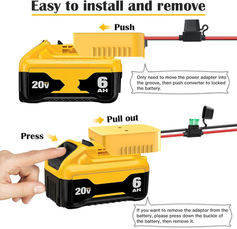 Power Wheels Adapter for Dewalt 20V Battery Adapter Power Wheels Battery Converter Kit with Fuse & Switch and Wire Harness Connector 12AWG Wire fo...