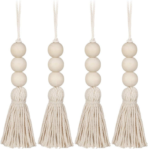 Garneck Wood Bead Garland,Farmhouse Tassels Beads, Rustic Country Decor Prayer Beads for Home Door Knob Christmas Decoration (1 Pack) (1pack) (8pa...