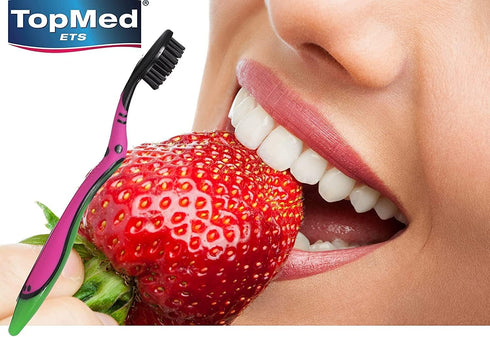 TOPMED ETS Smokers Charcoal Toothbrush Extra Hard (Color May Vary) (3 Count (Pack of 1))...
