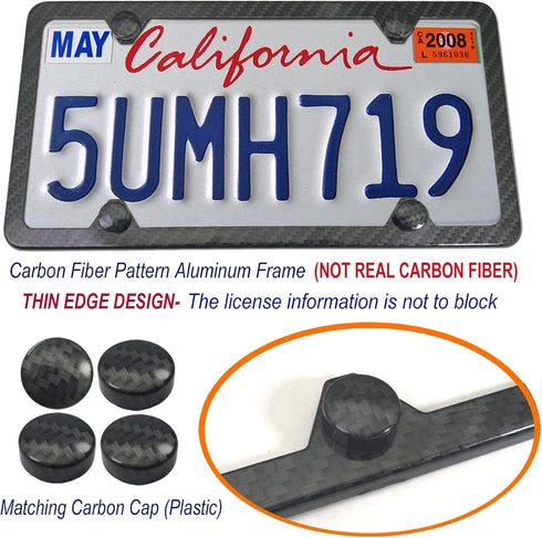 Aootf Front License Plate Mounting Kit-Universal Front Plate Holder Adapter Bumper Bracket & Carbon Fiber Style License Plate Frame, Anti-Theft Sc...