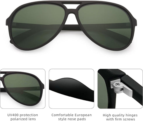 JIM HALO Polarized Aviator Sunglasses Men Women Oversize Plastic Driving Glasses...