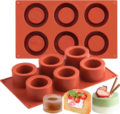 JOERSH 2Pcs Cookie Shot Glass Mold 6-Cavity Round Silicone Mold for Chocolate, Candy, Pudding, Mousse Dessert, Ice Shot Glass Mold...