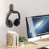 Wood Headphone Stand Wall Mount Holder, Sticky Headset Hook, Under Desk Headphone Hanger,Foldable Desk Headphone Hanger Earphone Clamp for Audio,S...