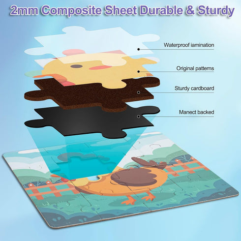 Magnetic Puzzles for Kids Ages 3 4 5, Advanced Animals Puzzles 9-12-16 Piece Jigsaw Puzzles for Toddler, Farm Preschool Magnetic Puzzles Kids Car ...