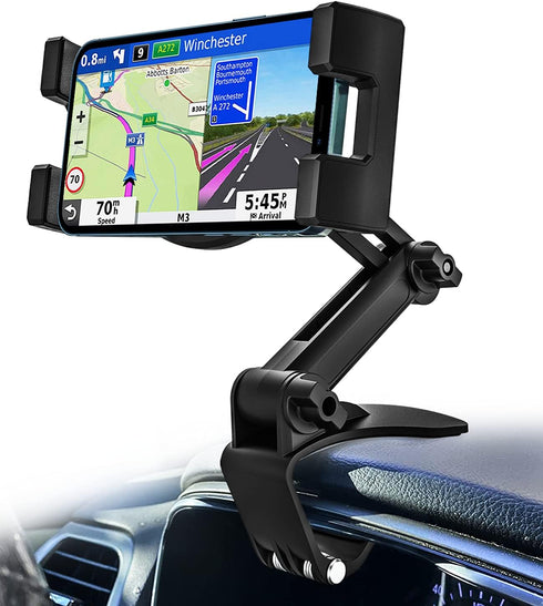 Dashboard Clip Car Phone Mount, woleyi Car Sun Visor & Rearview Mirror Clamp Phone Tablet Holder with Adjustable Arm for iPhone 14 Pro Max 13 12 1...