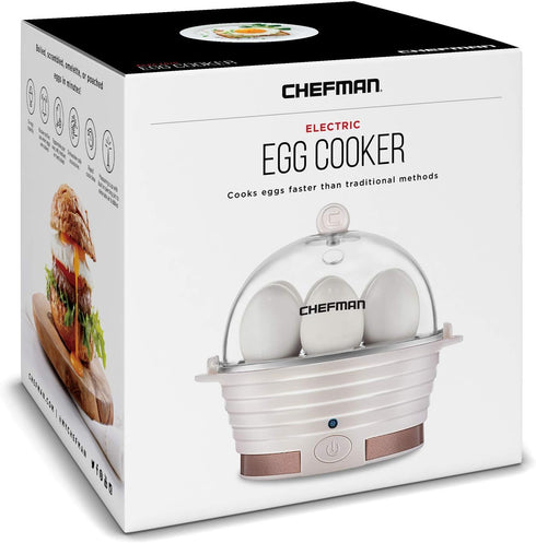 Chefman Electric Egg Cooker Boiler, Rapid Poacher, Food & Vegetable Steamer, Quickly Makes Up To 6, Hard, Medium or Soft Boiled, Poaching/Omelet T...