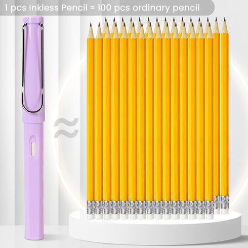Infinity Pencil Set, 12 Pcs Forever Pencils, Everlasting Inkless Pencil with Eraser, Never Ending Pencil Replaceable Head, Lapiz For School Office...