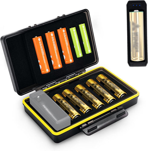 Detachable Battery Tester for AA and AAA Batteries,10 Slots Battery Case for 8 AA and 2 AAA Battery, Water-Resistant and Shockproof, PC Shell Easy...