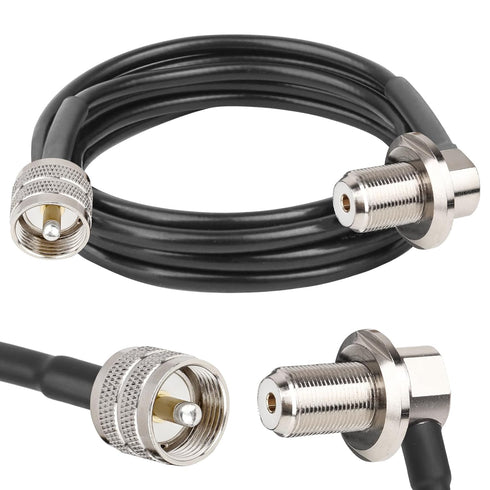 RG58 UHF PL259 Male to SO239 Female Right Angle Bulkhead Mount Cable - 6FT CB Antenna Extension Cable CB Coax Cable for Vehicle Car SUV Truck Two ...