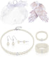 Geyoga 7 Pcs Fascinators Hat for Women Tea Party with Lace Gloves Pearl Necklace Bracelet Earrings Set for Hallween...