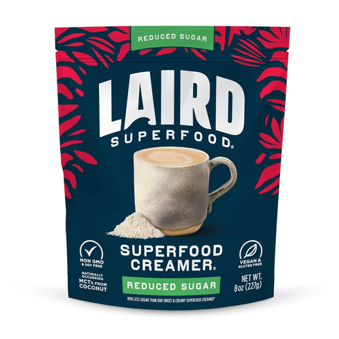 Laird Superfood Non-Dairy Reduced Sugar Superfood Coconut Powder Coffee Creamer, Keto, No Sugar Added, Gluten Free, Non-GMO, Vegan, 8 oz. Bag, Pac...