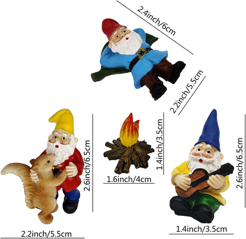 Dance Miniature Garden Gnome Set of 4 Fairy Garden Gnomes Accessories Campfire Little Garden Gnomes Outdoor Small Garden Gnome Figurines Ornaments...