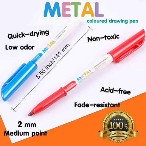 Sunshilor Metallic Markers Medium Point Metallic Marker Pens for Black Paper, Rock Painting, Easter Egg, Halloween Pumpkin, Card Making, Signature...